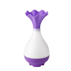 Flower vase shape Aroma Diffuser & Humidifier, capacity 95ML of water with essential Oils, 5 color LED Lights, USB charge.