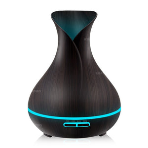 Aroma Diffuser & Humidifier with Wood grain, capacity 400ML of water with essential Oils , LED Lights, Electric charge.