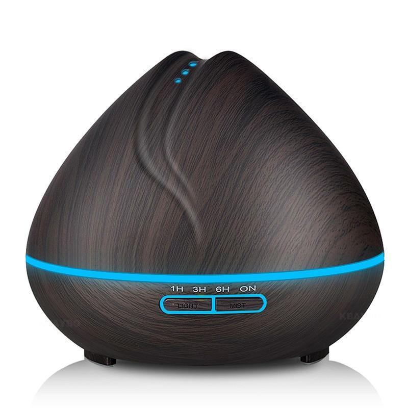 Compact Aroma Diffuser & Humidifier with Wood grain, capacity 400ML of water with essential Oils , LED Lights, Electric charge.