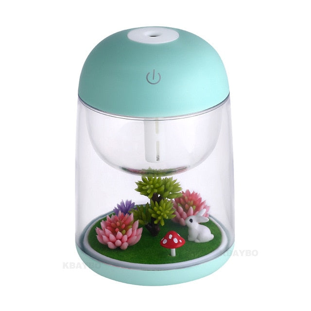 Micro landscape Aroma Diffuser & Humidifier, capacity 180ML of water with essential Oils, 4 color LED Lights, USB charge.