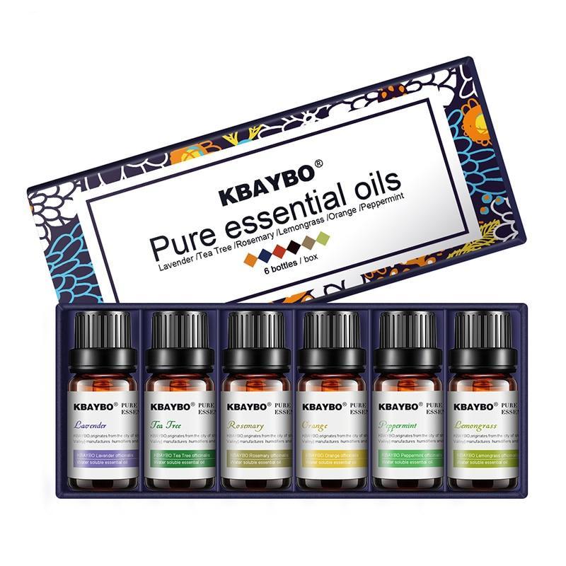 Pure Essential oils: 6 Kinds Fragrance of Lavender, Tea Tree, Rosemary, Lemongrass, Orange, Peppermint