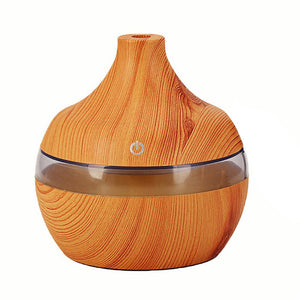 Wood grain design Aroma Diffuser & Humidifier, capacity 300ML of water with essential Oils, 7 color LED Lights, USB charge.