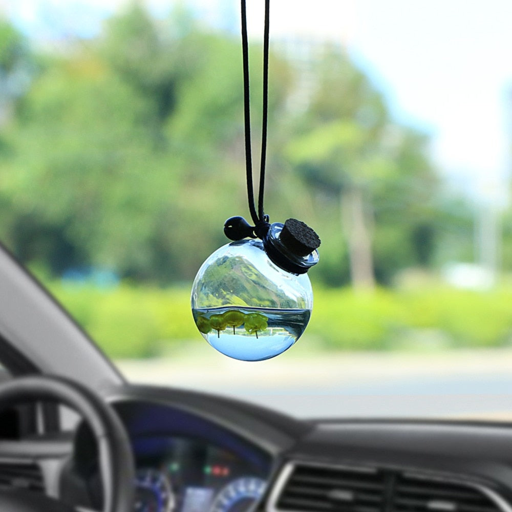 Car Perfume Bottle Pendant with various dried Flowers