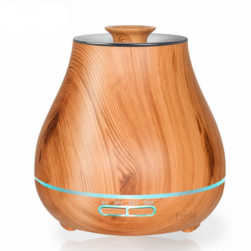 Elegant Aroma Diffuser & Humidifier with Wood grain, capacity 400ML of water with essential Oils , 4 LED Lights, Electric charge.