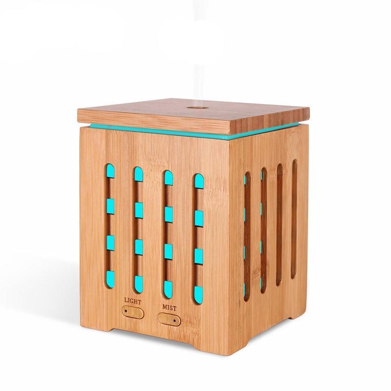 Real Bamboo Aroma Diffuser & Humidifier, capacity 200ML of water with essential Oils, LED Lights, Electric charge.